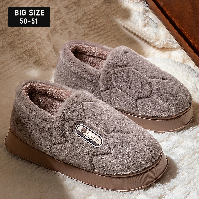 

Men's Winter Cotton Shoes Women Fur Fluffy House Slippers Comfy Soft Indoor Plush Shoes Couple Warm Bedroom Fuzzy Slides