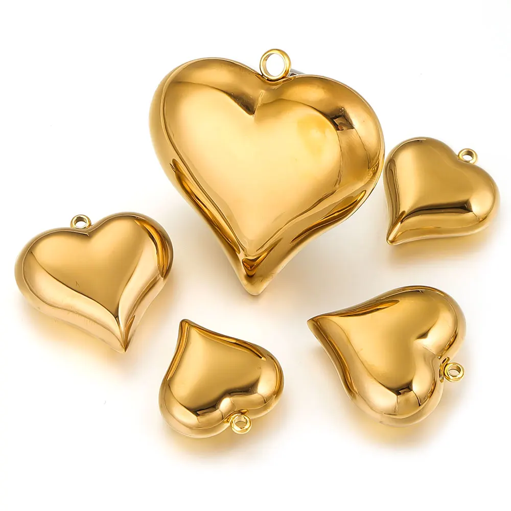 

Stainless Steel Connectors Glossy 20/25/30/35/40/45mm Hollow Heart Gold Plated DIY Necklaces Bracelet Jewelry Making Accessories