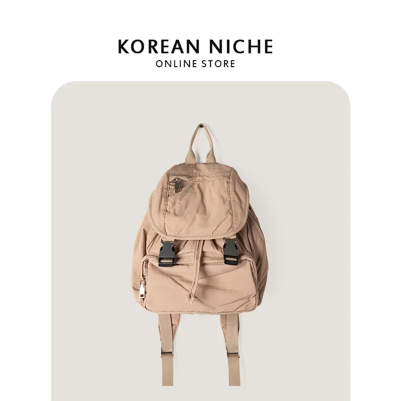 

Korean Vintage Nylon Leisure Backpack 2024 New Lightweight Travel Knapsack Casual All Match Literary Backpack Women Mochilas