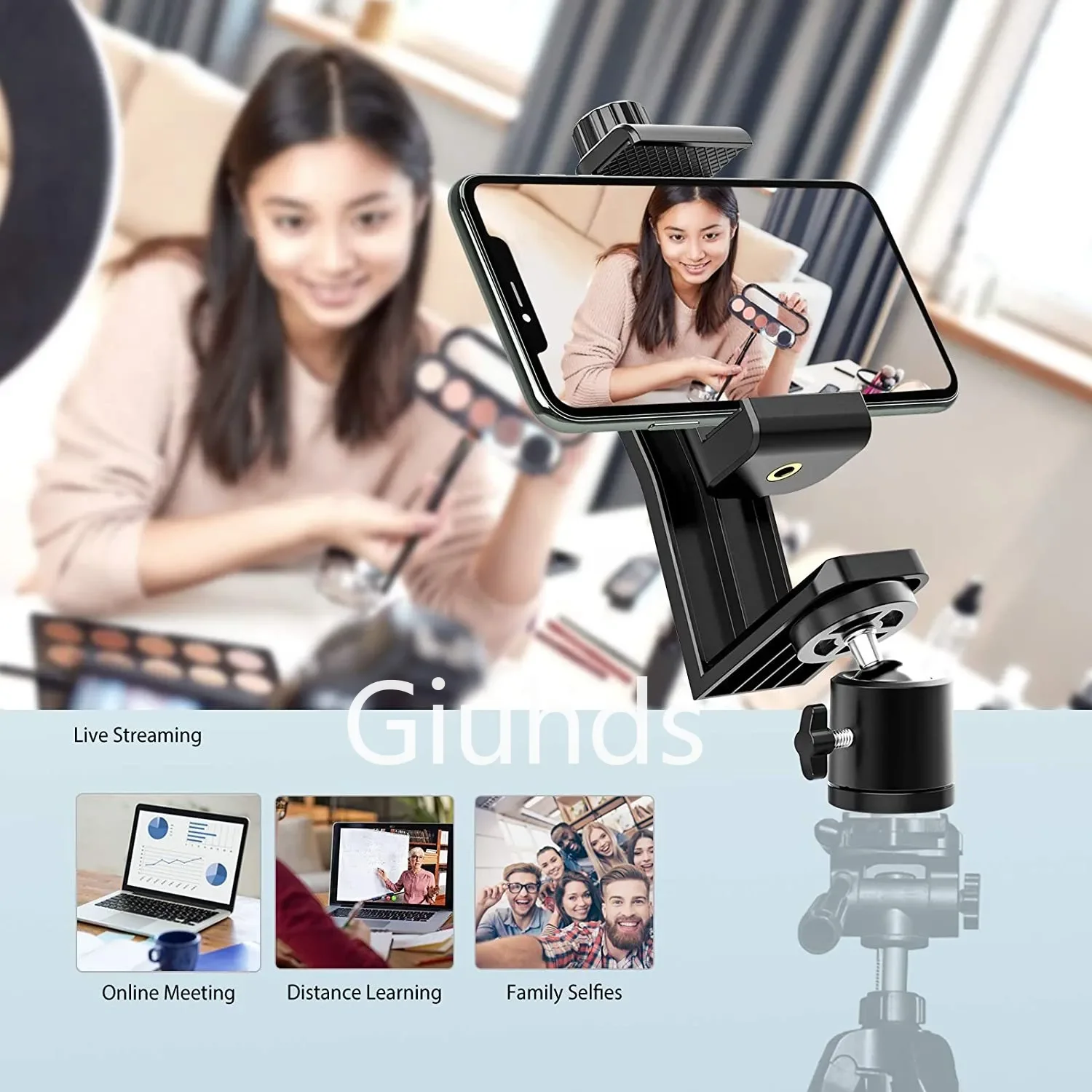 Universal Tripod Mount CellPhone Holder Clip Stand 1/4 Screw Ball Head Adapter For Selfie Stick Xiaomi 360 Rotate Camera Bracket