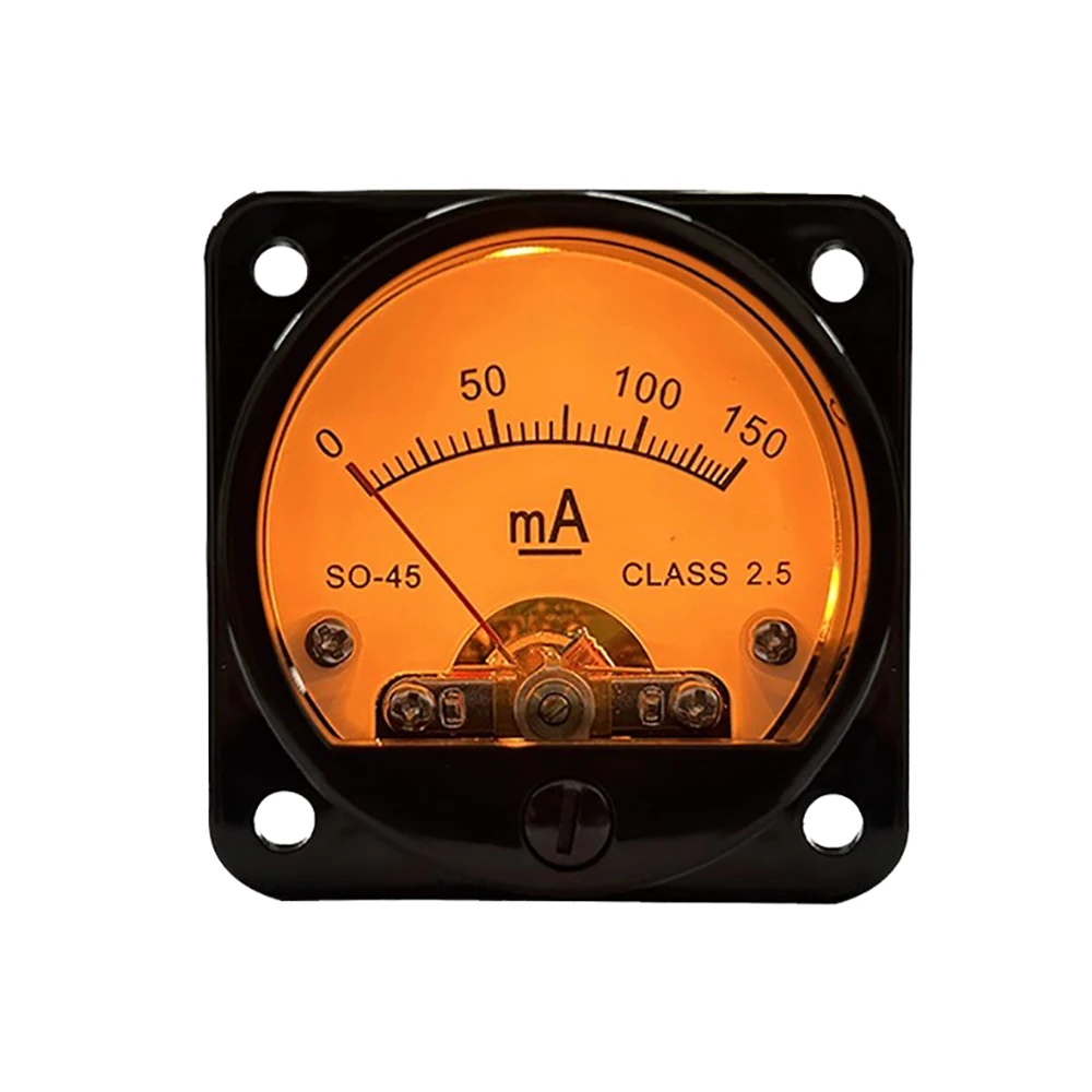 45mm Analog DC 150mA Current Meter with Warm Yellow LED Backlight for Tube Amplifiers