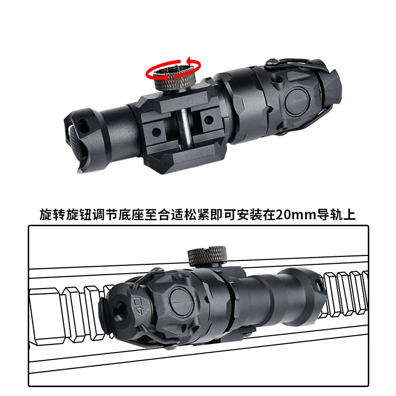 WADSN Tactical KIJI K1-10 ° Metal LED White Light Flashlight Suitable For 20mm Picatinny Rail Hunting Weapon Helmet Scout Light