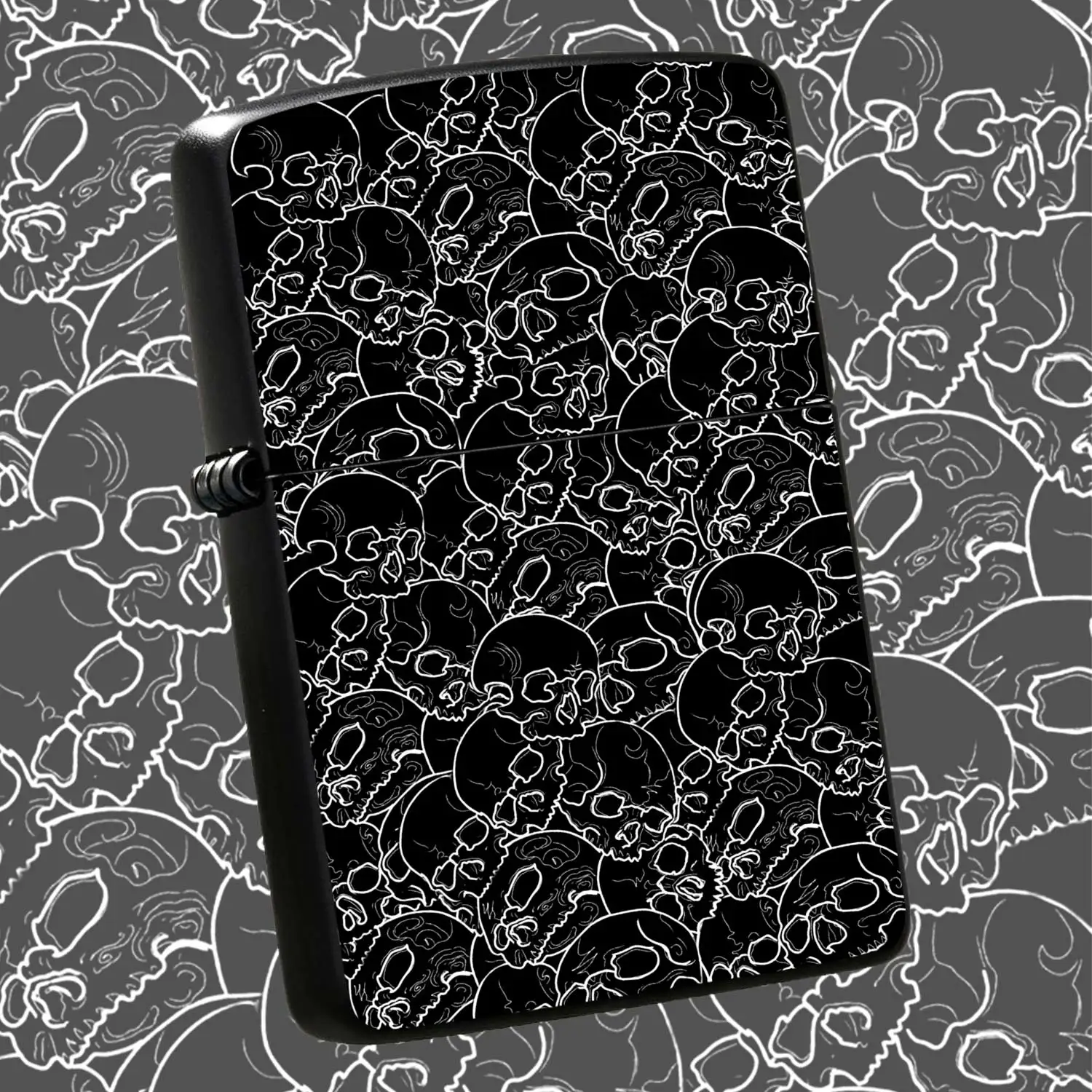 Reusable Flip-Top Pocket Metal Windproof Lighter, Featuring Full Skull Print Design, Sturdy and Durable Body, Portable and Easy to Carry, Suitable for Daily Commute and Outdoor Scenarios, Combining Practical Performance with Trend