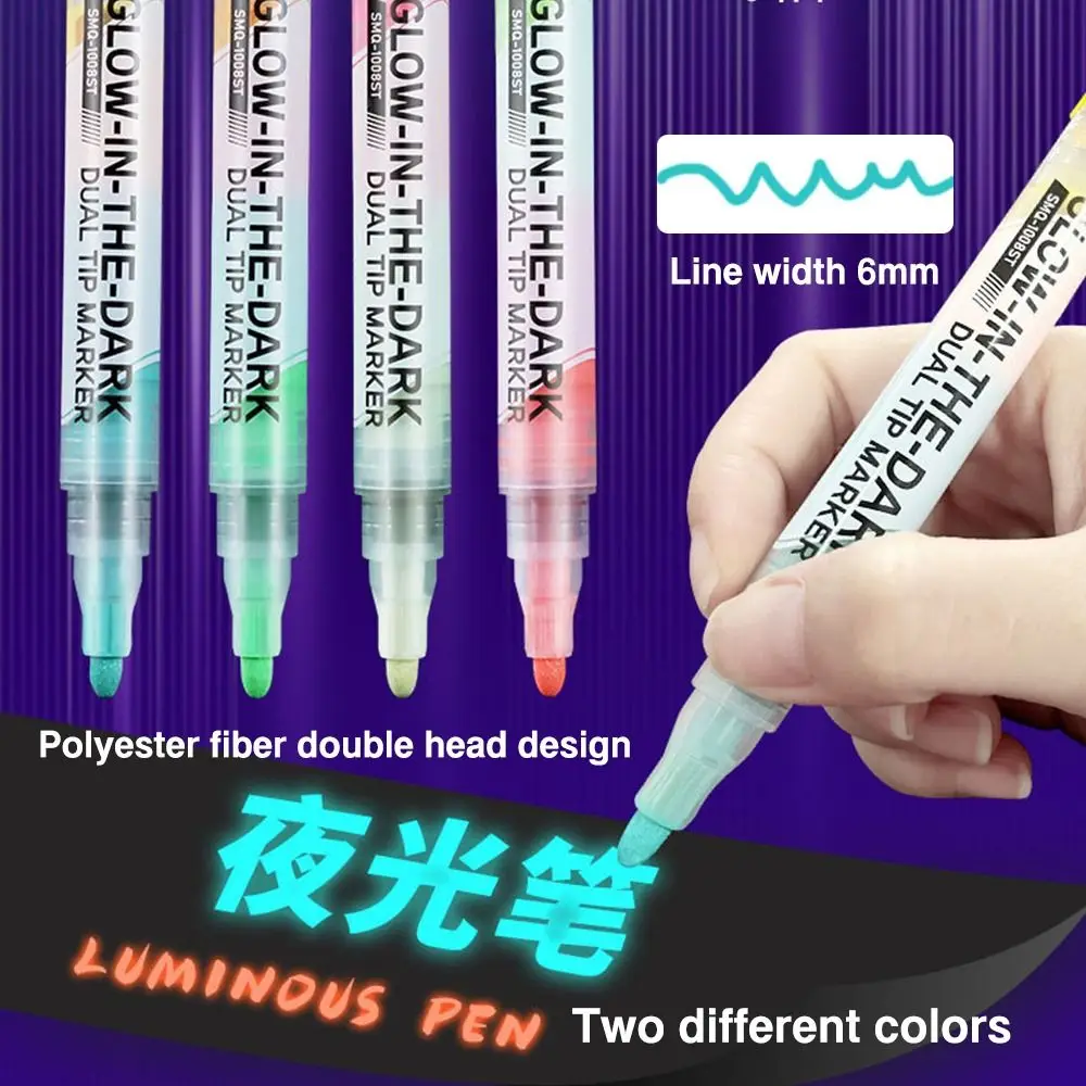 Dual Tip Luminous Pen Marker Pen for Fabric Paper DIY Graffiti Highlighter Pen Glow in The Dark Fluorescent Pen Student Gift