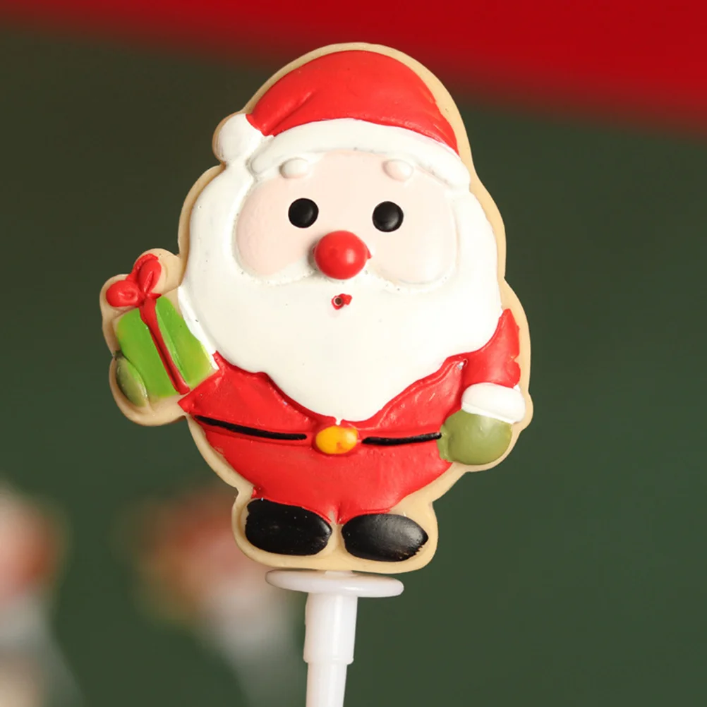 

4Pcs Christmas Cake Toppers Resin Vivid Cartoon Decorations Party Cake Picks Dessert Topper Xmas Party Decor Dessert Picks