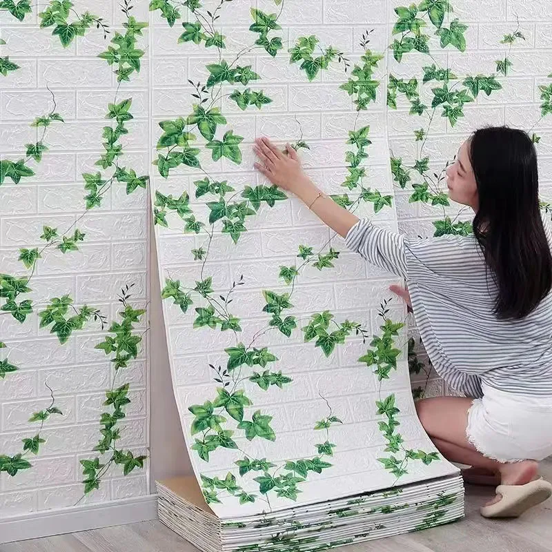 70*77cm selbst klebende Tapete DIY wasserdichte Wanda uf kleber Haupt dekoration 3d Blatt Papier dekoration für Schlafzimmer Aufkleber Raum