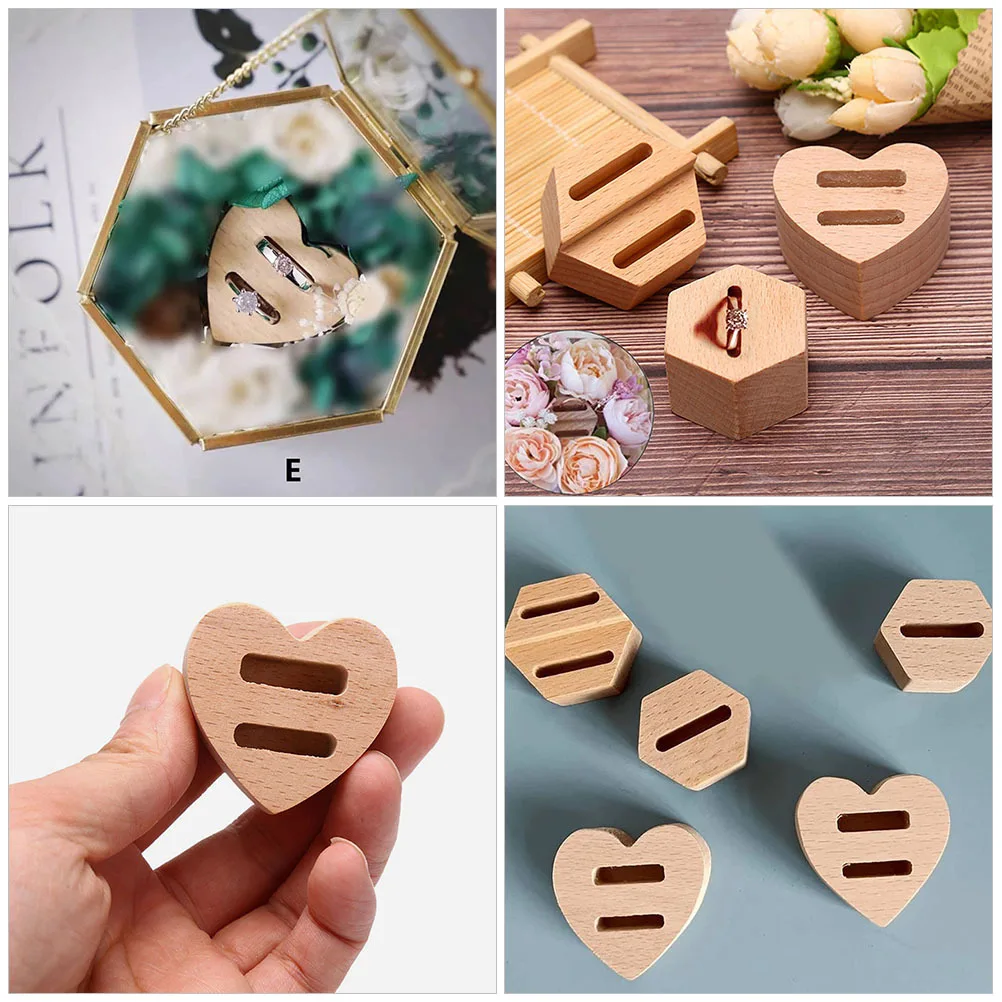

Heart Shape Double Display Stand Beech Wood Ring Organizer Jewelry Display Stand for Retail Wedding Store Home