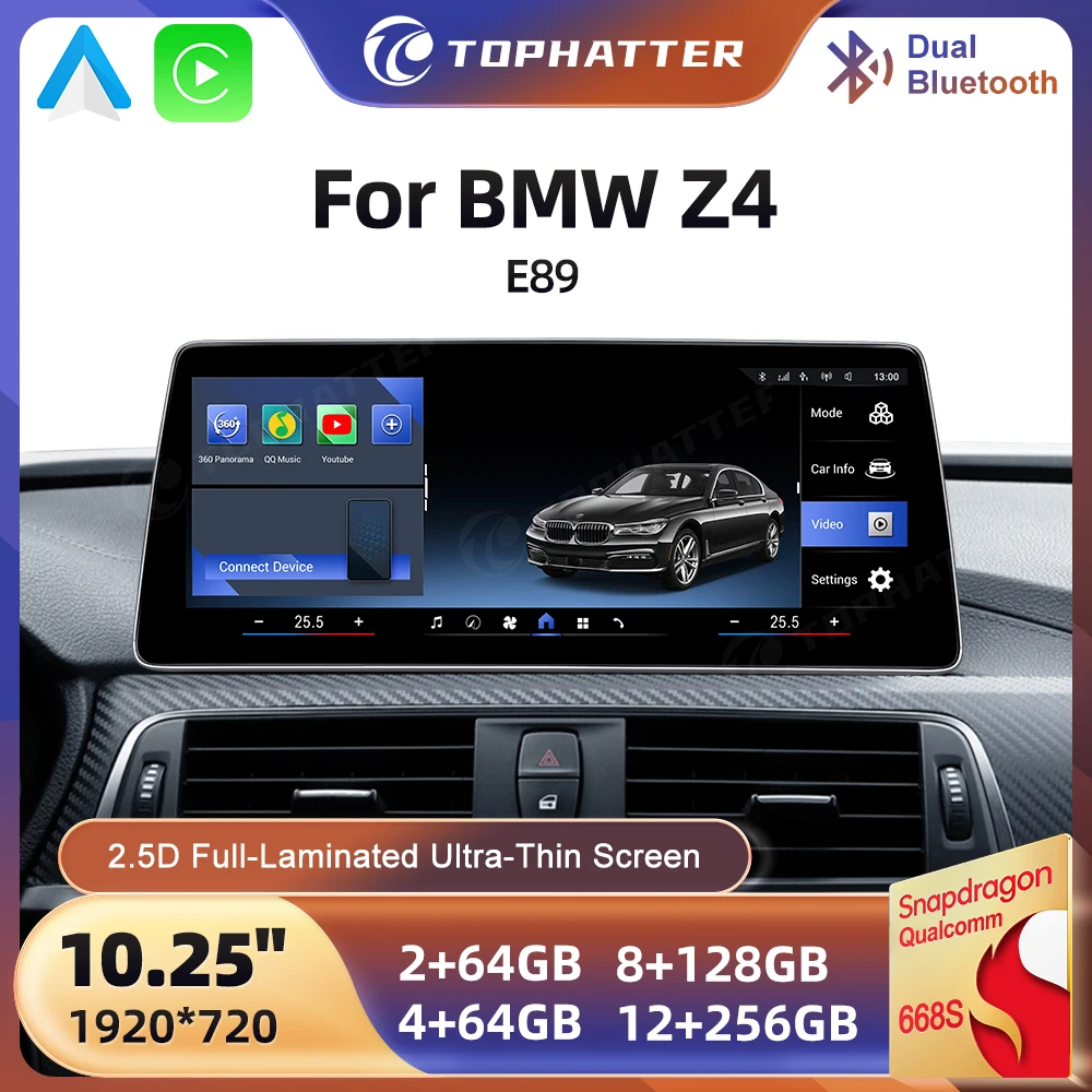 

10.25" Android CarPlay for BMW Z4 E89 Wireless Carplay Multimedia Stereo Radio Multimedia WIFI QLED DSP