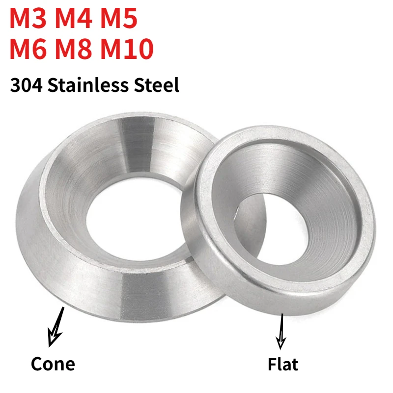 1-2pcs 304 Stainless Steel Concave-Convex Washer A2-70 Conical Spherical Washer Solid Countersunk Gasket M3 M4 M5 M6 M8 M10