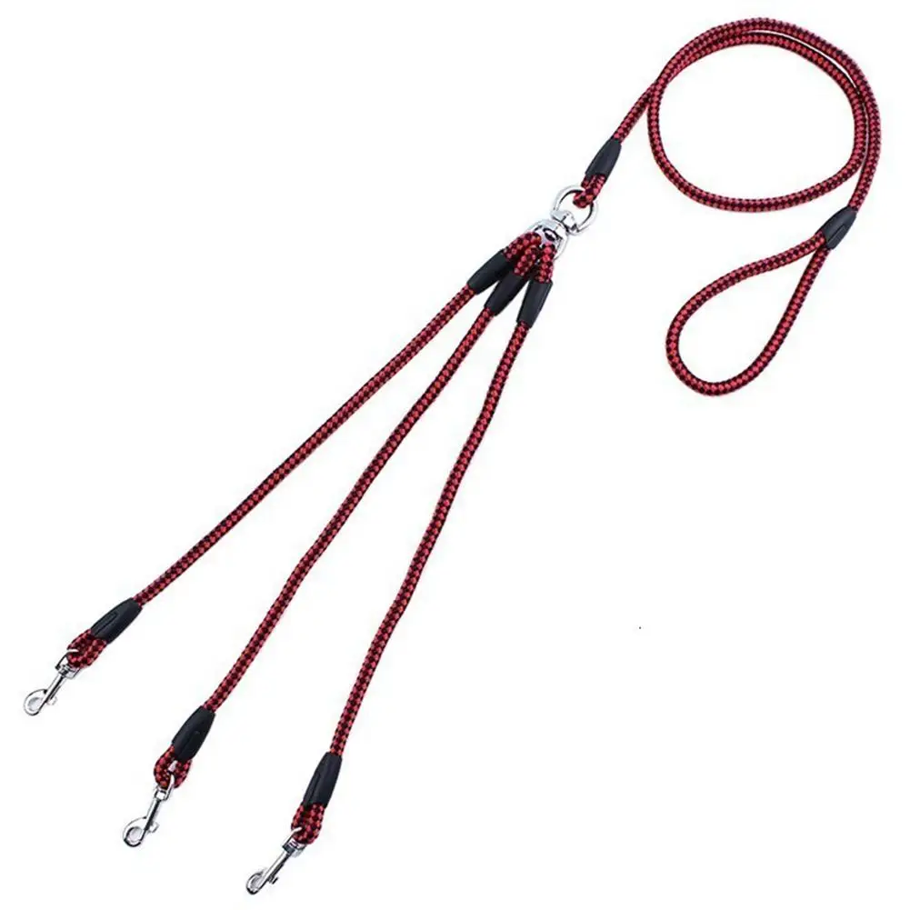 3 Way Dog Leash 3-In-1 Couplers Nylon Pet Traction Rope With Ergonomic Handle For Outdoor Walking Dog Harness Pet Items