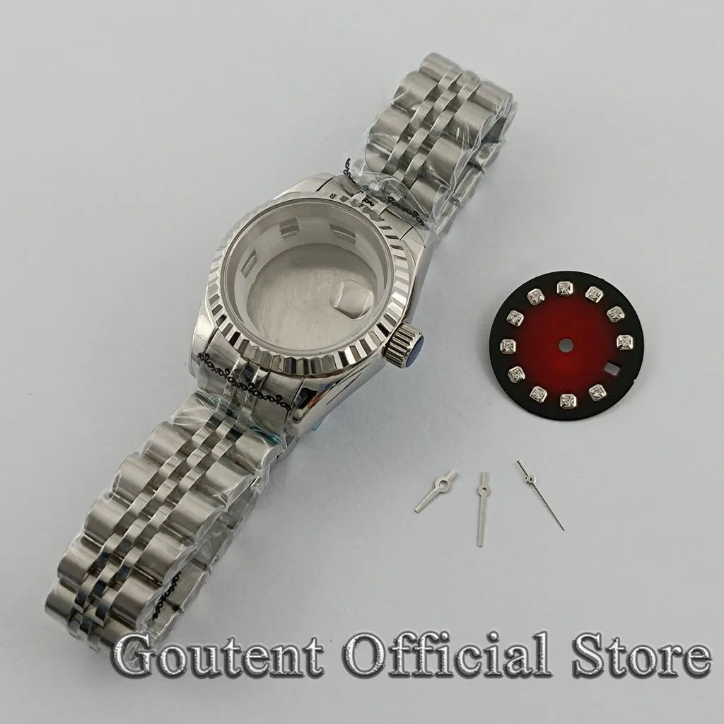 Goutent 26mm Silver Golden Rose Gold Watch Case With Dial Hands Sapphire Glass Fit NH05 NH06 Movement