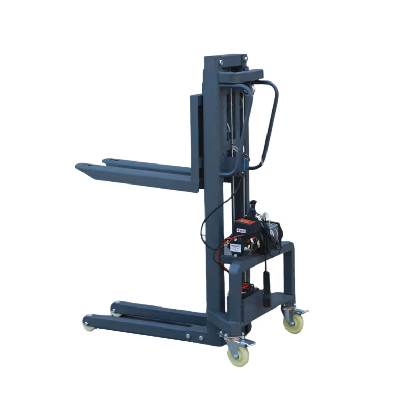 

Небольшой электрический вилочный погрузчик емкостью 250 кг с питанием от аккумулятора для узкого прохода, материал для экономии места, дизайн