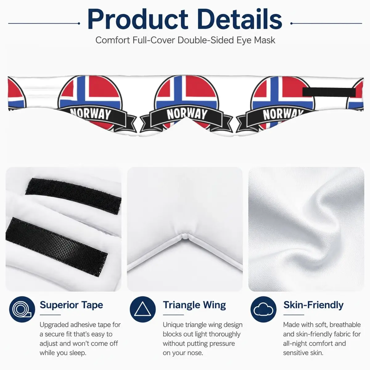Norway Flag sleep eye mask Light Blocking Portable Eye Cover for Girls Boys Office Nap Party Gift Eyeshade eyepatch view 4