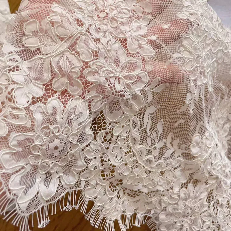25-38 cm breit. Neue hochwertige dreidimensionale beige Bordürenspitze, handgefertigte DIY-Hochzeitskleid-Accessoires RS4540 – Detail 2
