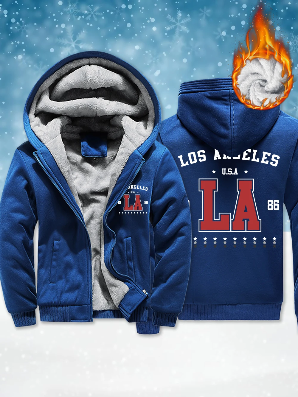 

Мужская верхняя одежда на молнии с принтом Лос-Анджелеса, США, 1986, зимние утепленные утепленные пальто, флисовые теплые ветрозащитные куртки, повседневные мужские топы