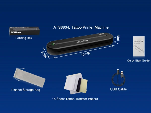 Wireless Printer Machine Tattoo Stencil Printer Wireless Battery Tattoo Thermal Copier Machine Mini Tattoo Printer
