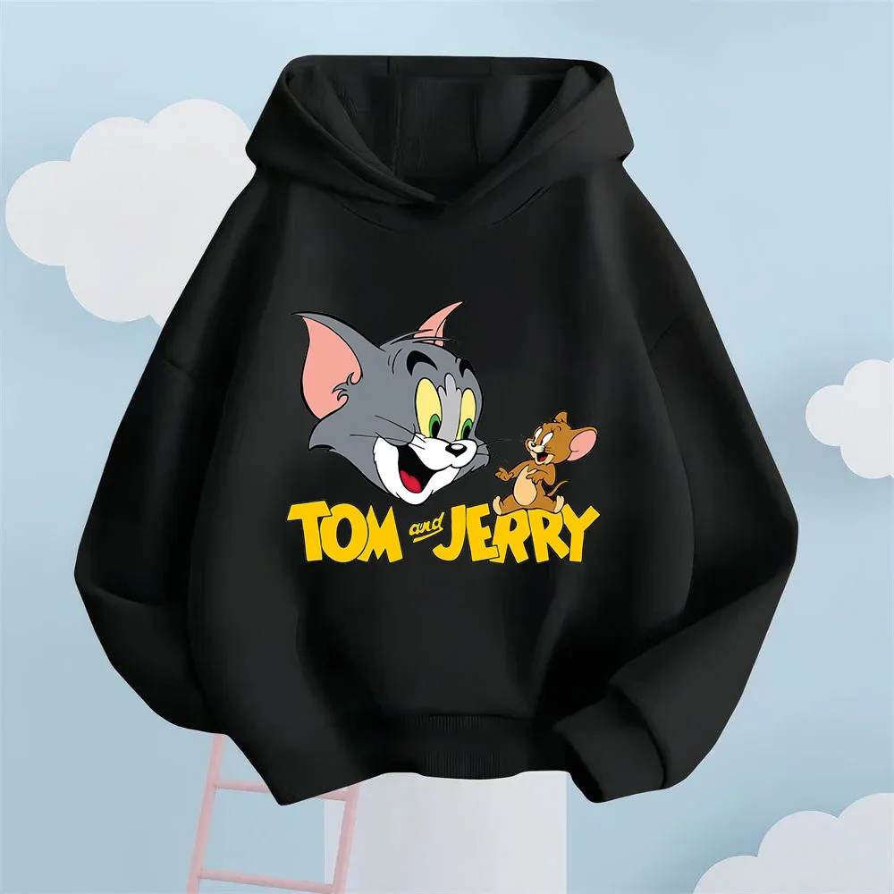 Sudadera con capucha para niños y niñas de otoño con patron de Tom y Jerry de Dobojos Animados Adeva para niños de 3 14 سنة