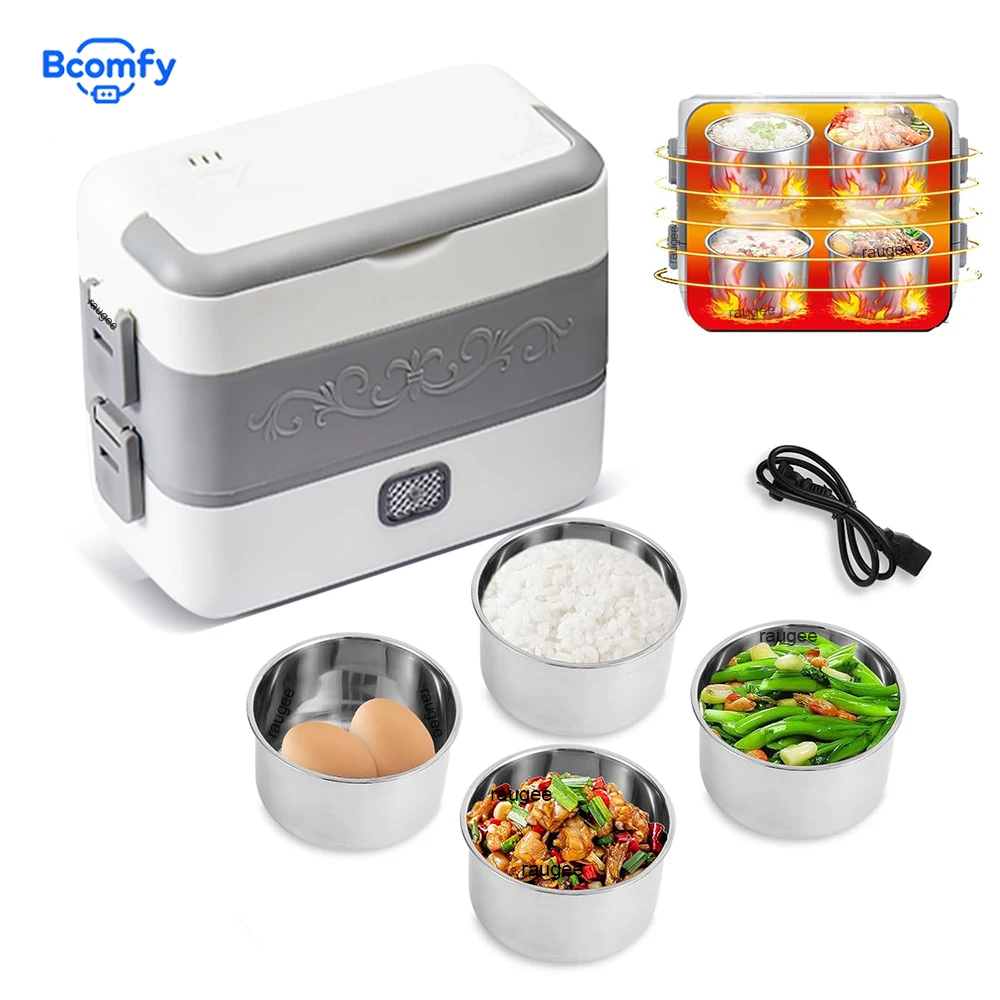 Electric Lunch Box 2.4L Portable Steamer Food Heater for Home Office Outdoor Fast Heating Portable Cooking Electric Lunch Box