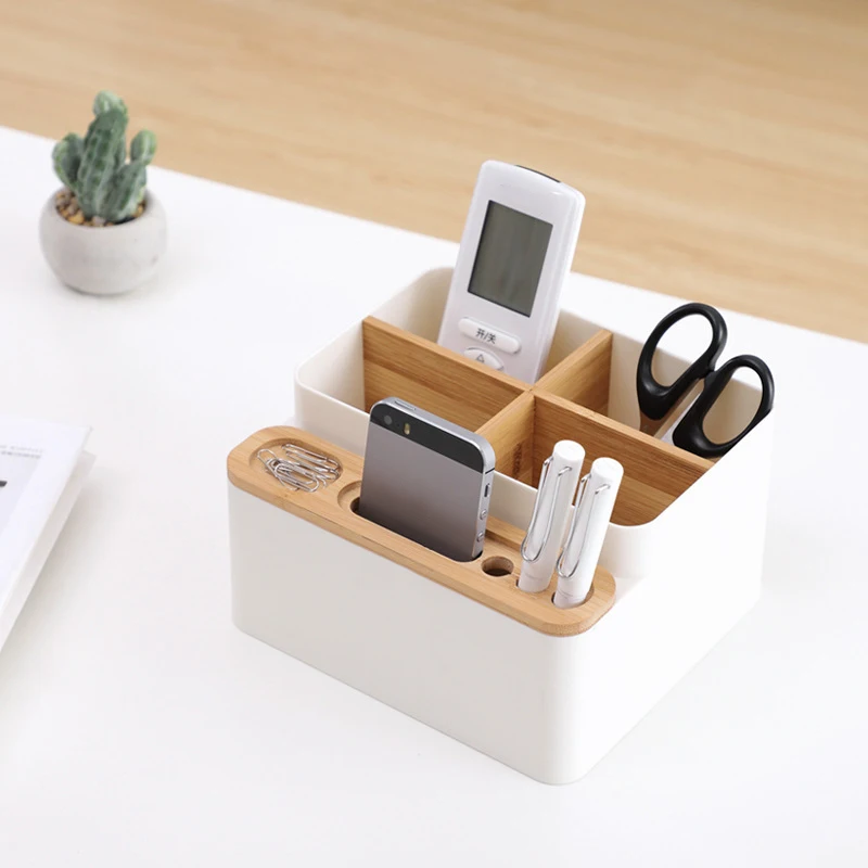 Multi-function Desktop Storage Box Detachable Compartment Living Room Table Remote Control Cosmetics Stationery Organization