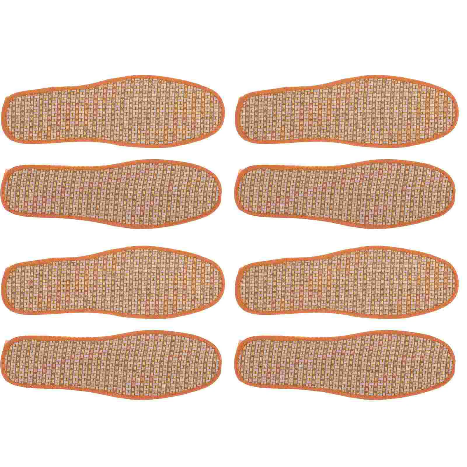 4 Pairs Linen and Bamboo Charcoal Insoles Shoe Inserts Breathable Thin Inner Pads Replaceable Non-woven Fabric Deodorizer