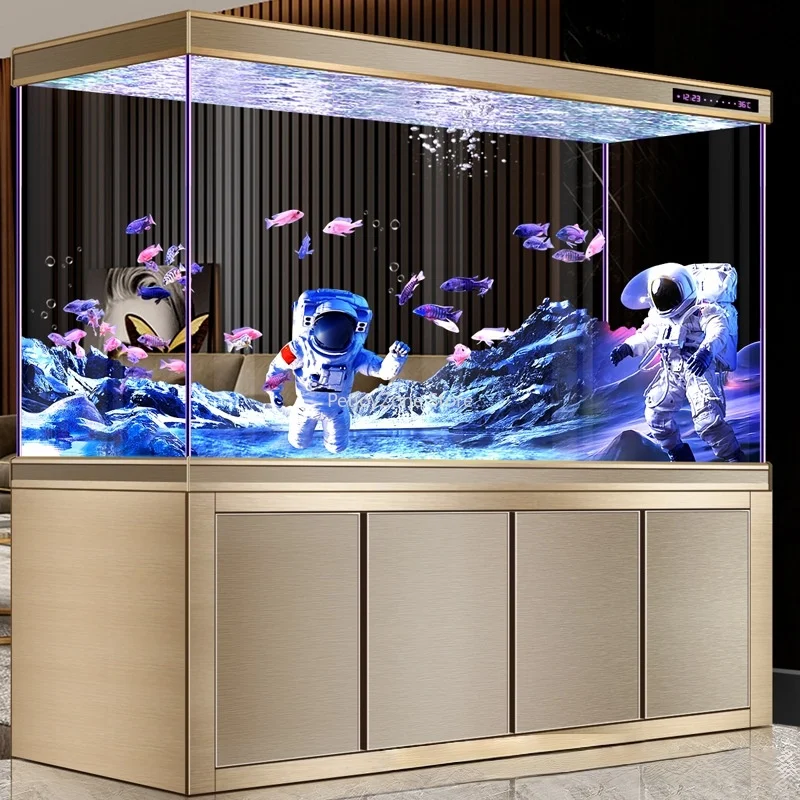 Acuario Inteligente para Arowana 2026 con Fontanería Oculta - Acuario de Lujo de Vidrio Ultra Transparente Grande con Filtro Inferior
