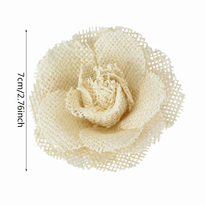 2/3/5pcs Natural Jute Burlap Hessian Rose Artificial Flower Rustic Vintage Wedding Party Decoration Handmade DIY Craft Accessory