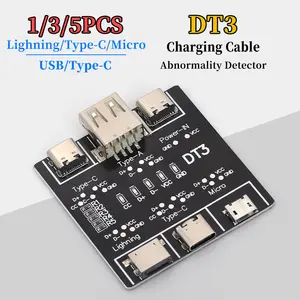 Bilashmart 1/3/5 DT3 USB Type C Data Cable Test PCB Board USB Cable Tester Data Cable Detection Board USB Cable Checker