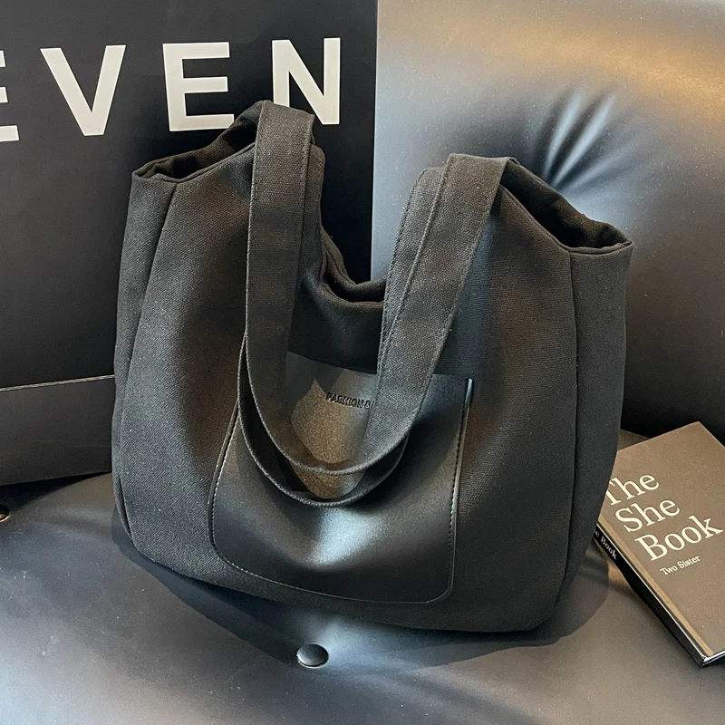 

Casual Canvas Tote Bag Women's 2025 New Versatile Commuting Single oulder Underarm Bag Large Capaci Handheld op Bag