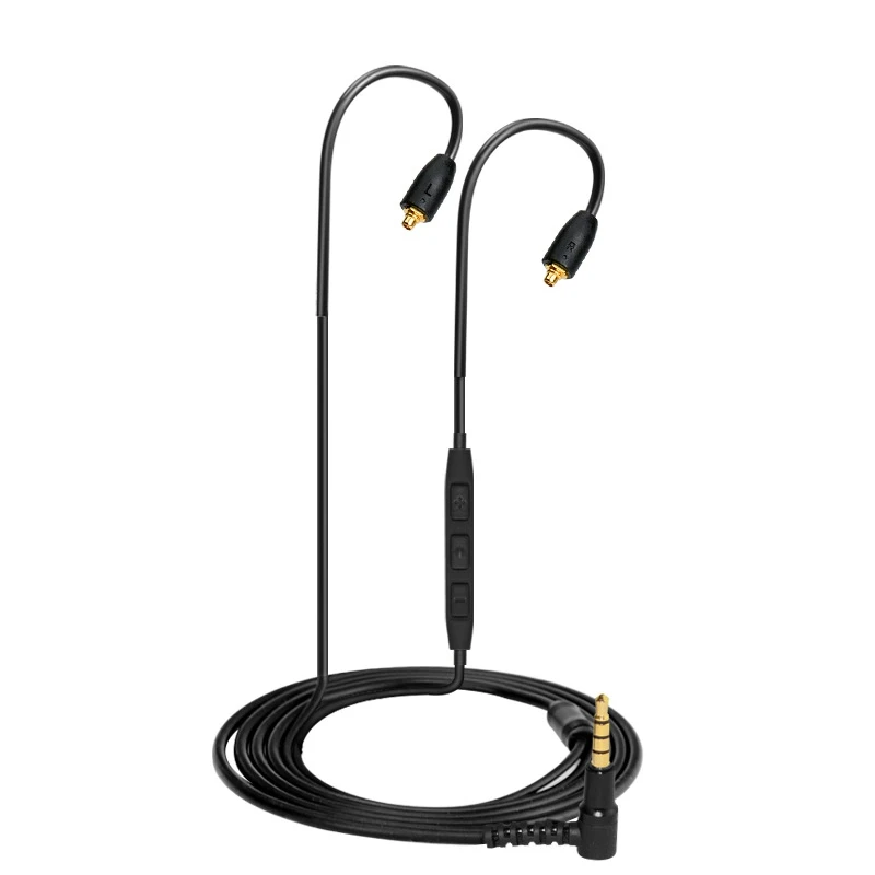 MMCX Kopfhörer Kabel mit Mikrofon Volumen Controller Ersatz für Shure SE215 SE315 SE425 SE535 SE846 Schwarz Biegen Jack