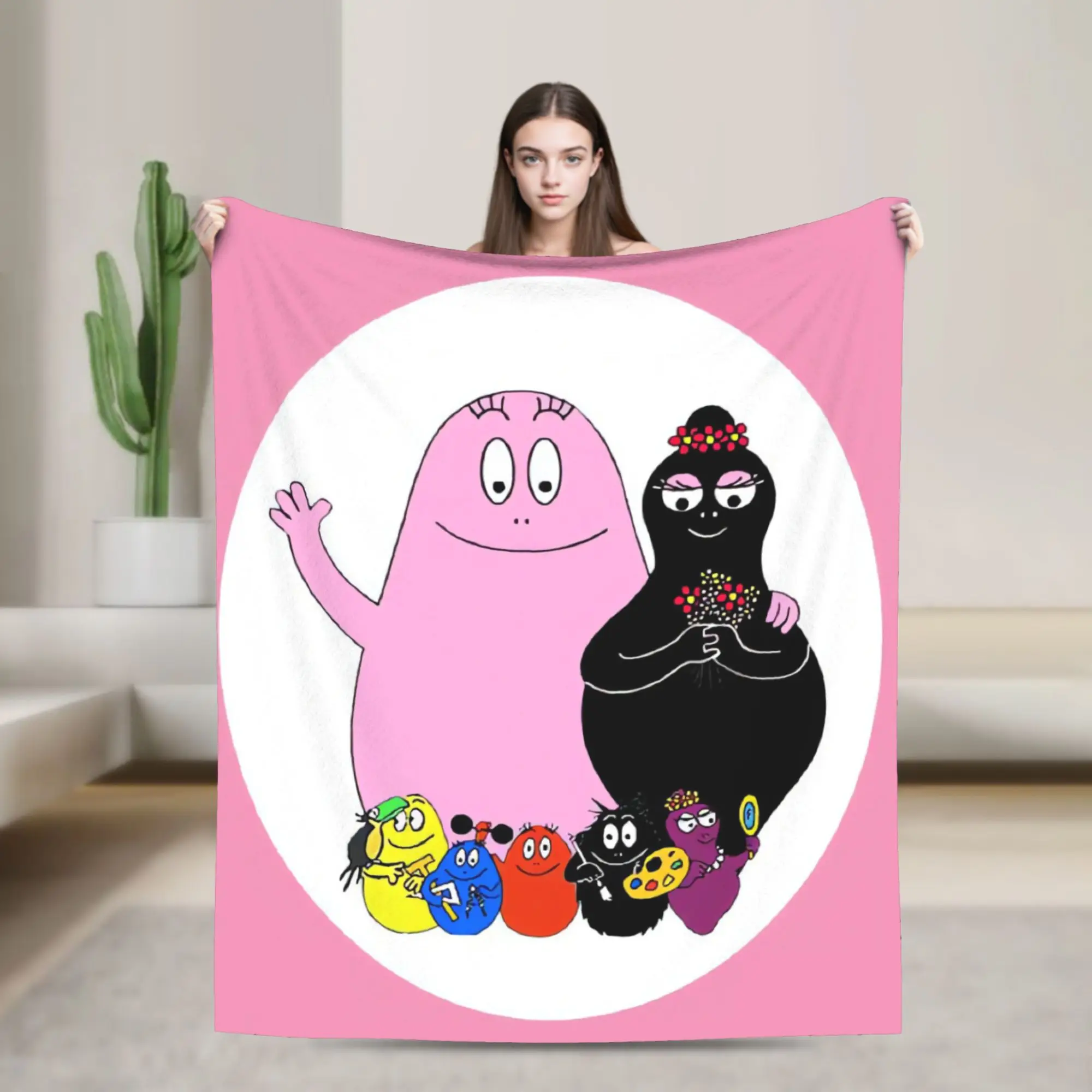 Super Warm Blanket Decorative Barbapapa Barbamama Throw Blanket  Flannel Bedspread For Couch Bed Funny Sofa Bed Cover
