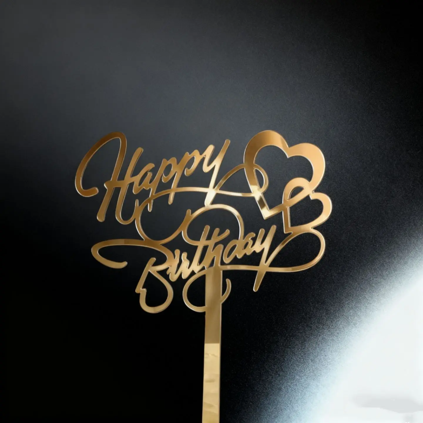 Gold Cake Topper Lightweight Reusable Cake Topper Party Cake Decoration Acrylic For Anniversary Event Planner Dessert Shop - Detail 1