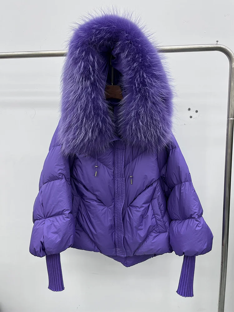 Women Winter Goose Down Jackets Real Fox Fur Collar Hooded Thick