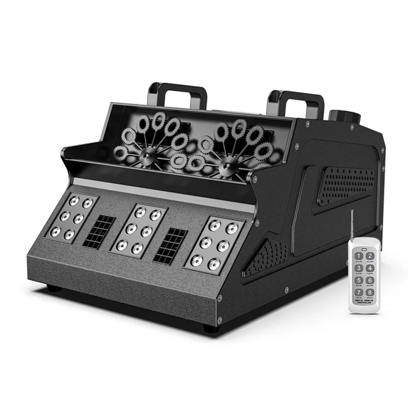 Máquina de bolhas de neblina 1500w e 18*3w rgb led luz 3 em 1 controle remoto máquina de efeito de palco discoteca festa clube bar casamento evento mostrar