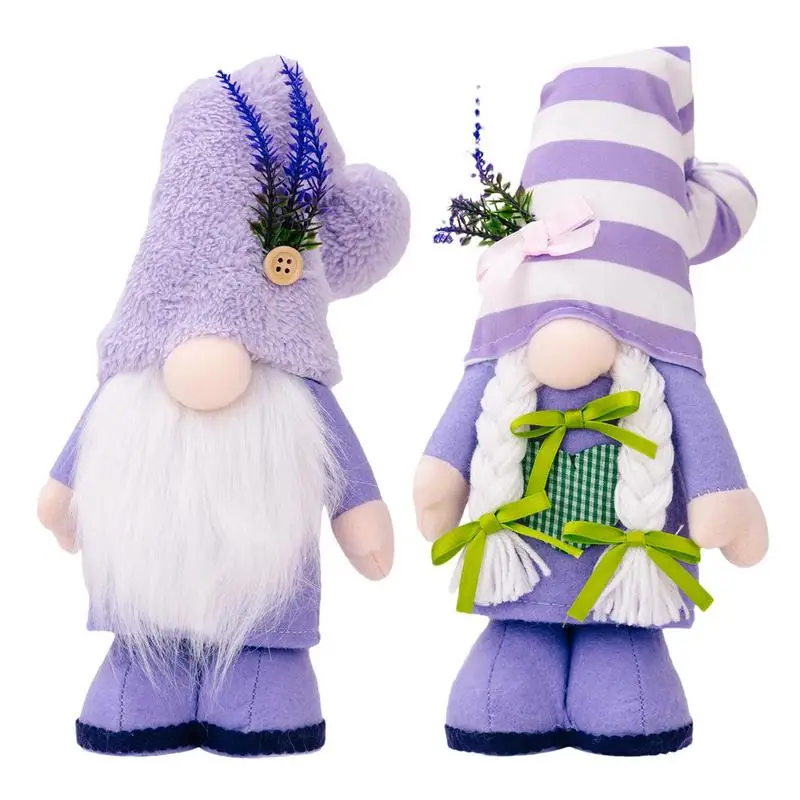 Spring Gnome Decor Purple Gnome Plush Lavender Gnomes Dwarf Soft Faceless Plush Doll Desktop Gnome Ornament Gift for Girls