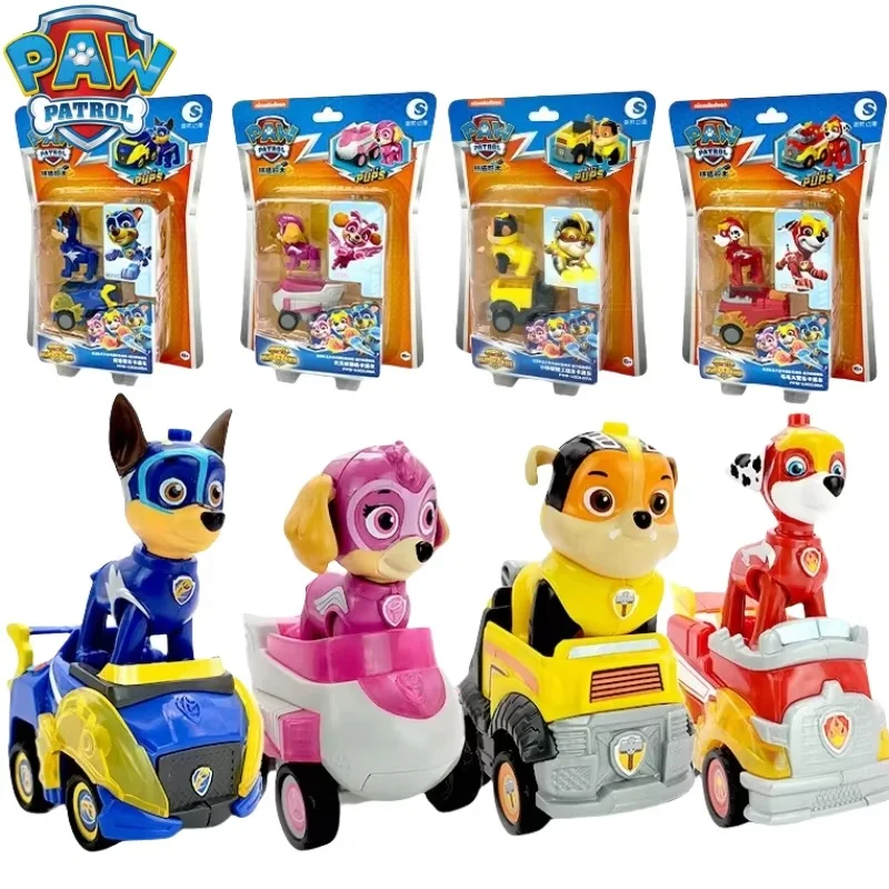

Original Paw Patrol Pull Back Car Series Vehicle Car Ryder Tracker Everest Chase Rex Skye Rocky Marshall Action Figure Toy Gift