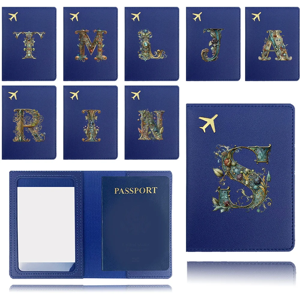 Travel Portable Passport Cover Fold PU Passport Clip Storage Air Ticket Business Card Credit Card Graphic Letter Pattern