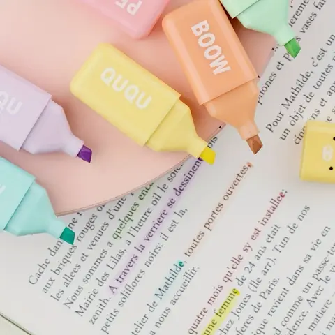 6 delar söta björnformade överstrykningspennor – livfulla pastellfärger, mjuk spets och ögonvänliga för studenter, kontorsbruk 8 best sales mini-överstrykningspennor - №1