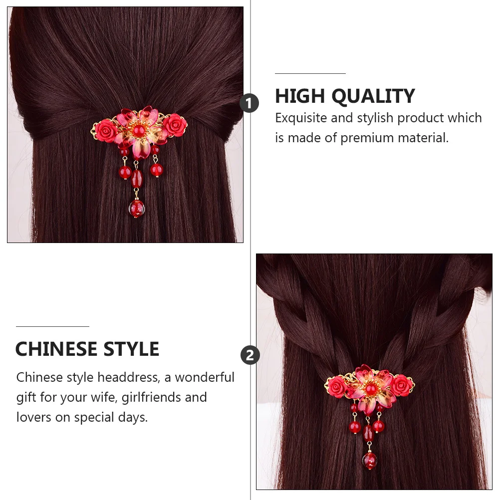 

1 шт., заколка для волос с красной кисточкой, ретро Хан, китайская заколка для волос, элегантная винтажная заколка для волос, модные головные уборы, винтажные заколки для волос