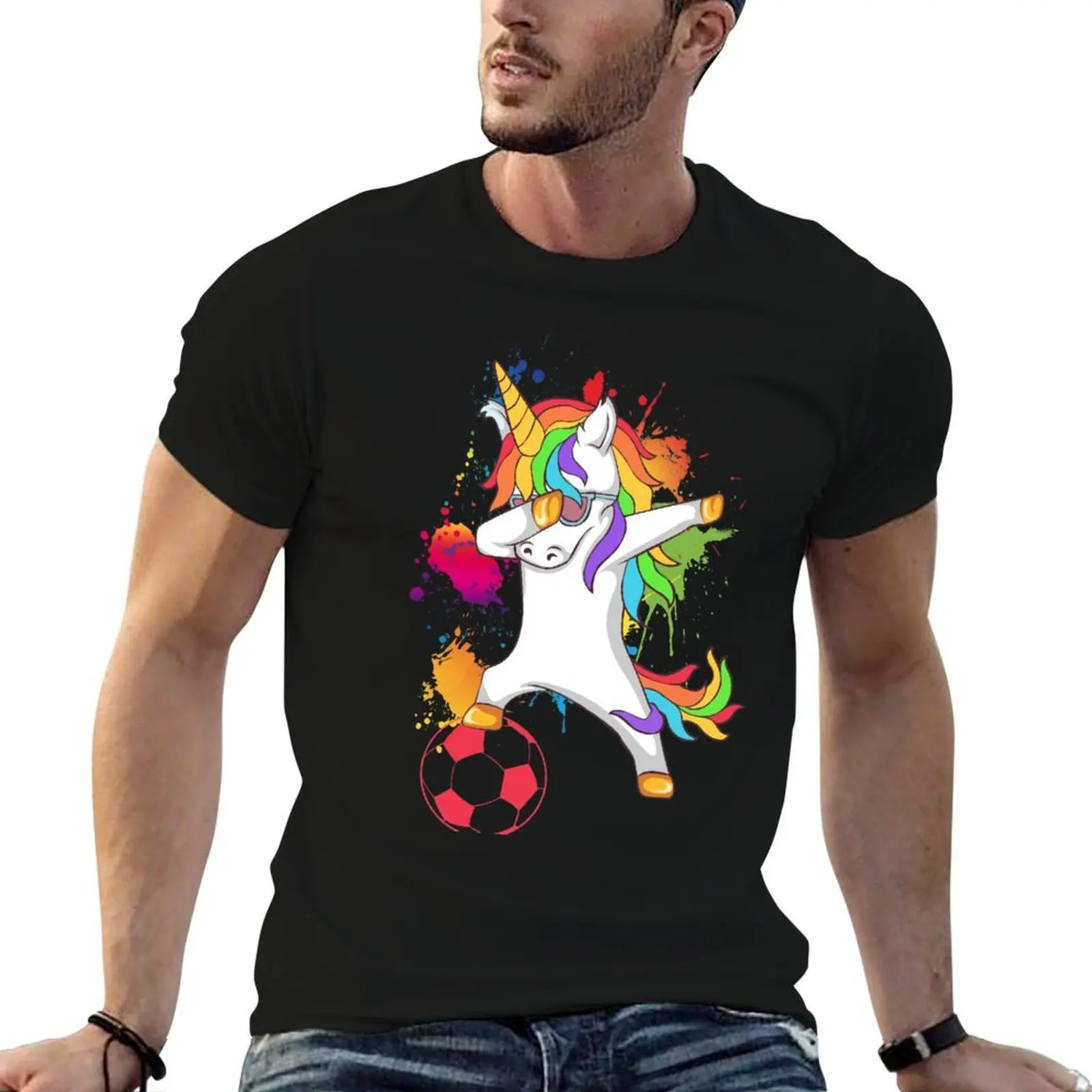 Dabbing football unicorn T-Shirt Plus Size Lightweight Tee Shirt