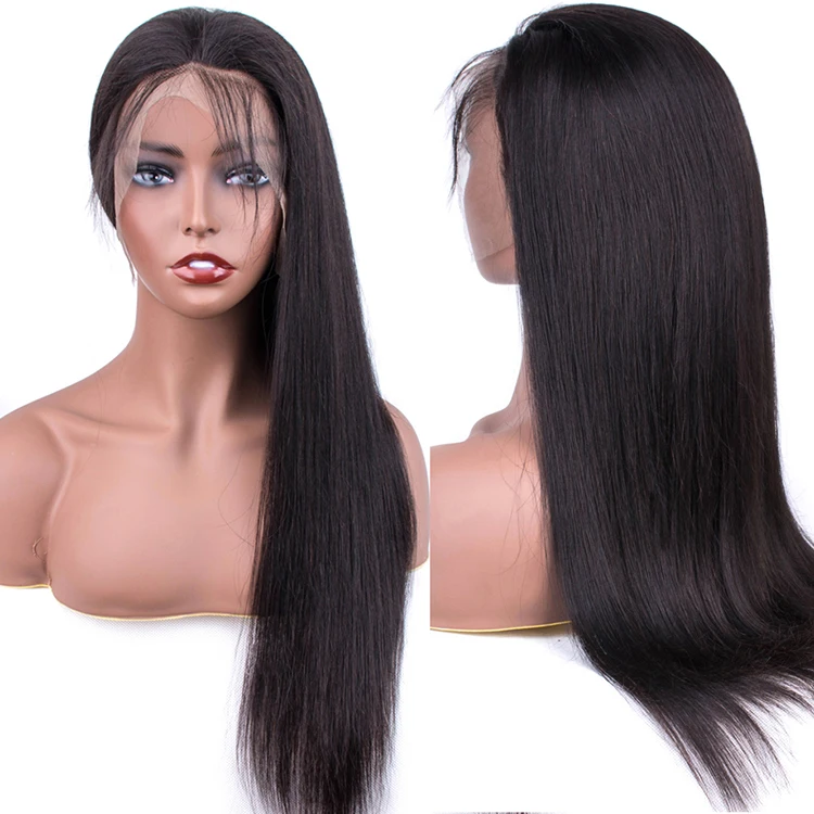 

Wholesale Raw Indian High Quality Virgin Soft Straight Human Hair Transparent Full Lace Front Closure Wig For Black Women Stock