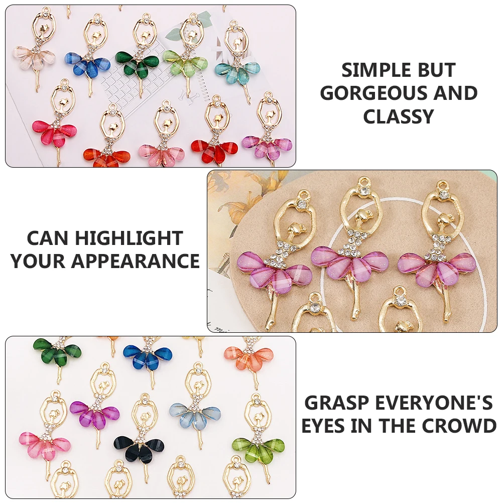 

14pcs Crystal Ballet Pendant Dancer Charms DIY Jewelry Accessories Ballerina Pendants Necklace Making Materials