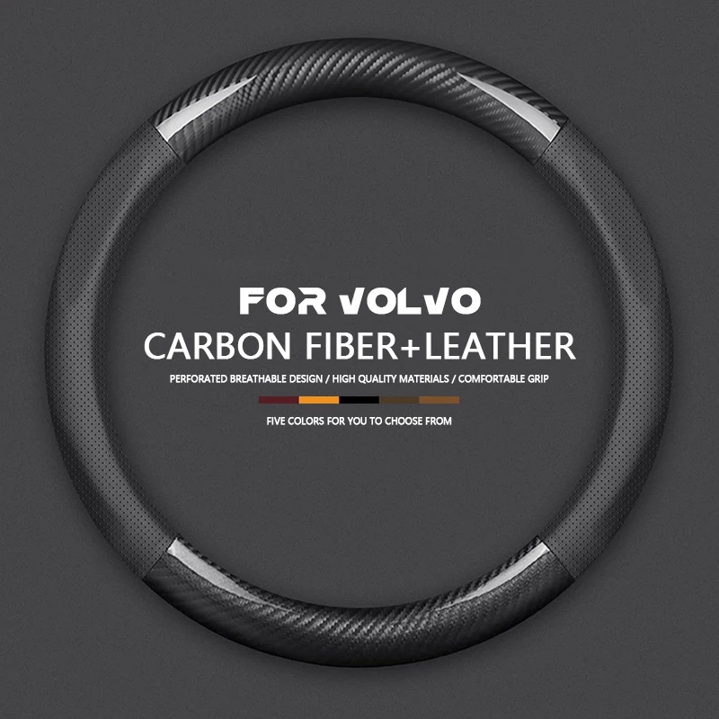 

Для Volvo XC90 XC60 XC40 V90 V60 V50 V40 S40 S60 S80 S90 Кожаный чехол на руль автомобиля из углеродного волокна Аксессуары для салона автомобиля