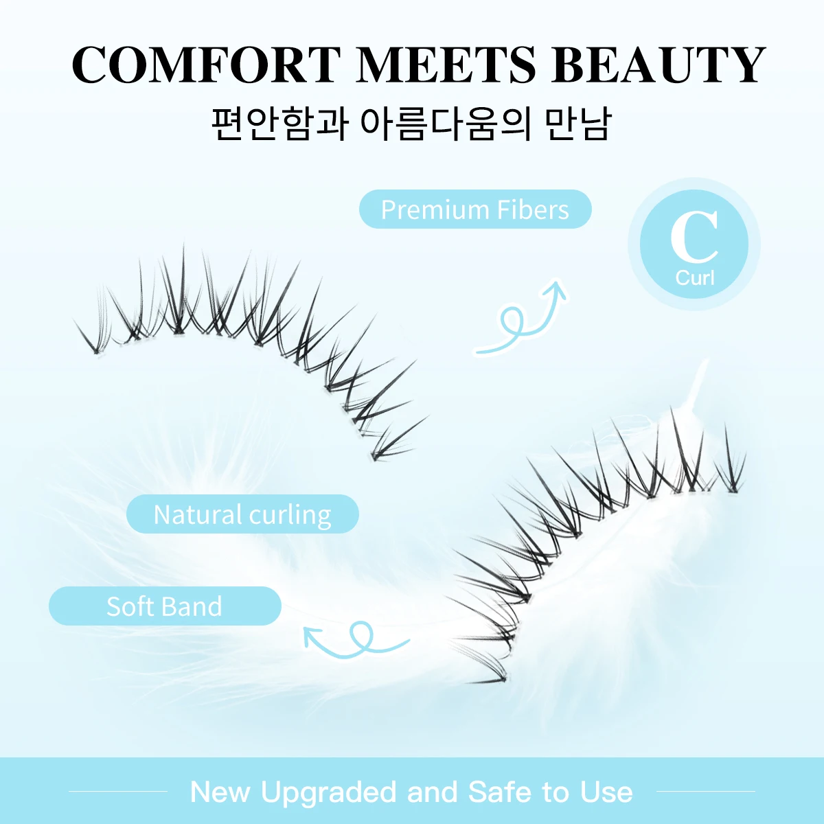 5 Paar W70 falsche Wimpern, dünne, weiche Cluster-Wimpern, natürliche, dicke Manga-Wimpern mit klarem Band, koreanischer Stil, Anime-Make-up