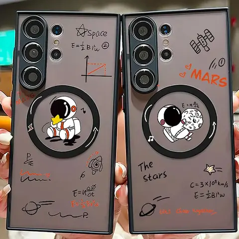 Für Samsung Galaxy S25 S24 S23 S22 Ultra S21 Plus S20 Astronaut Für Magsafe Lade Eisen Ring Fall Stoßfest stoßstange Hard Cover