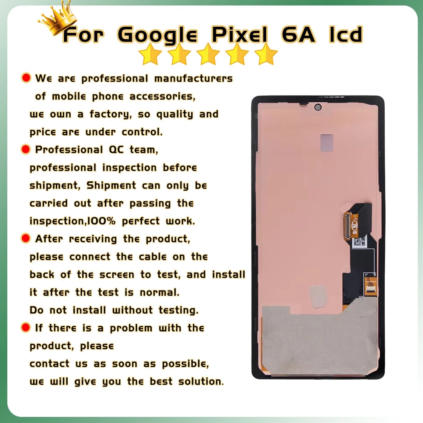 OLED/TFT Display for Google Pixel 6a GX7AS GB62Z G1AZG GB17L Lcd Display Touch Screen with Frame Pixel 6A Screen Assembly