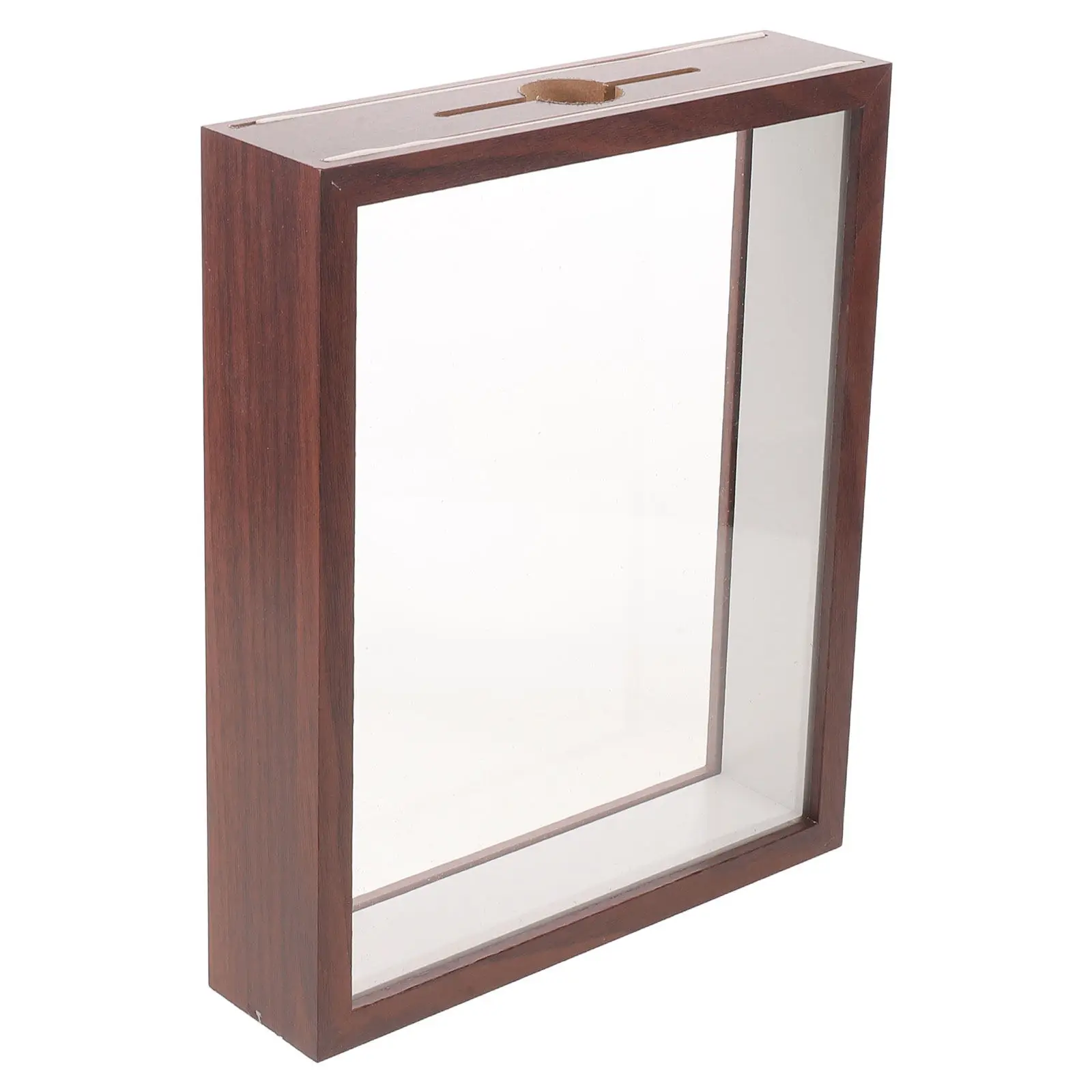 Retro Bottle Cap Storage Box Slot Top Loading Display Frame Clear Front Wooden Case for Beer Cork Sports Ticket Display