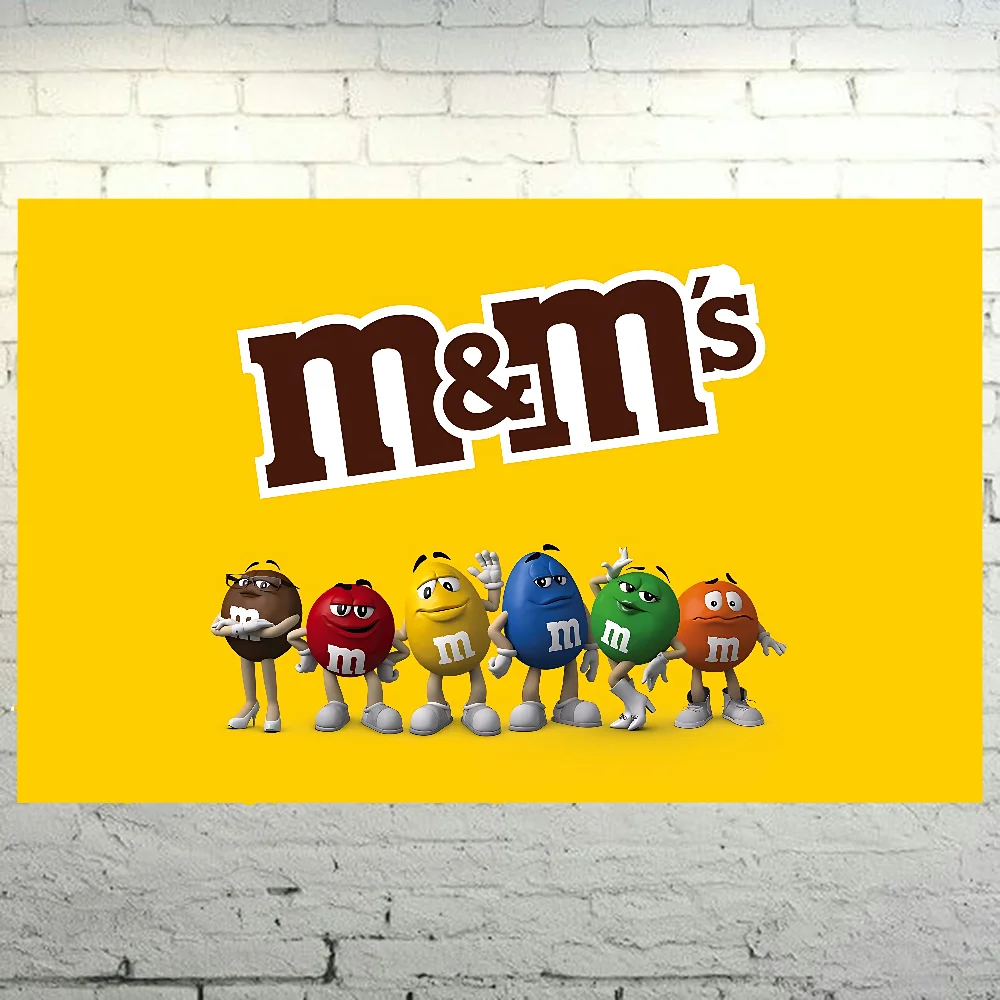 M&Ms علم الشوكولاتة البوليستر المطبوعة أعلام السيارات لغرفة المرآب ديكور التخييم في الهواء الطلق