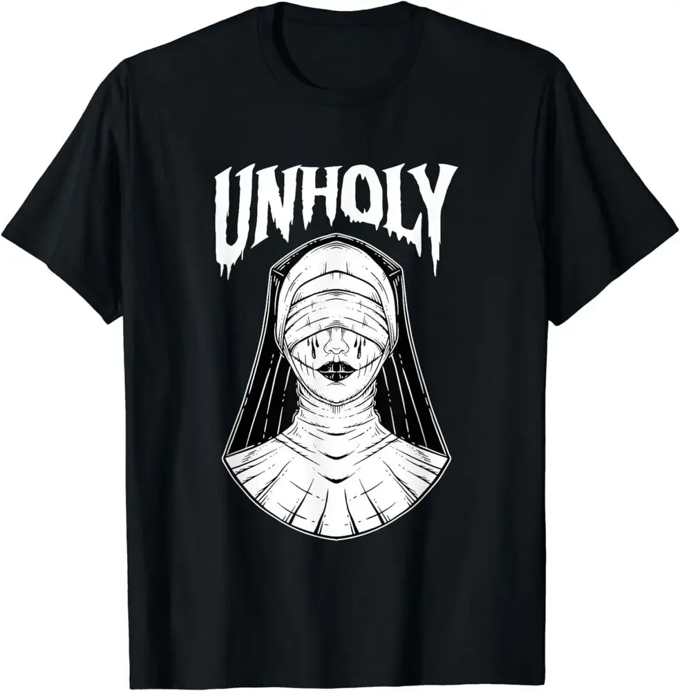 Horror Unholy Nun Occult Gothic Dark Humor Tee T-Shirt For Men Clothing Women Short Sleeve Tees High Quality