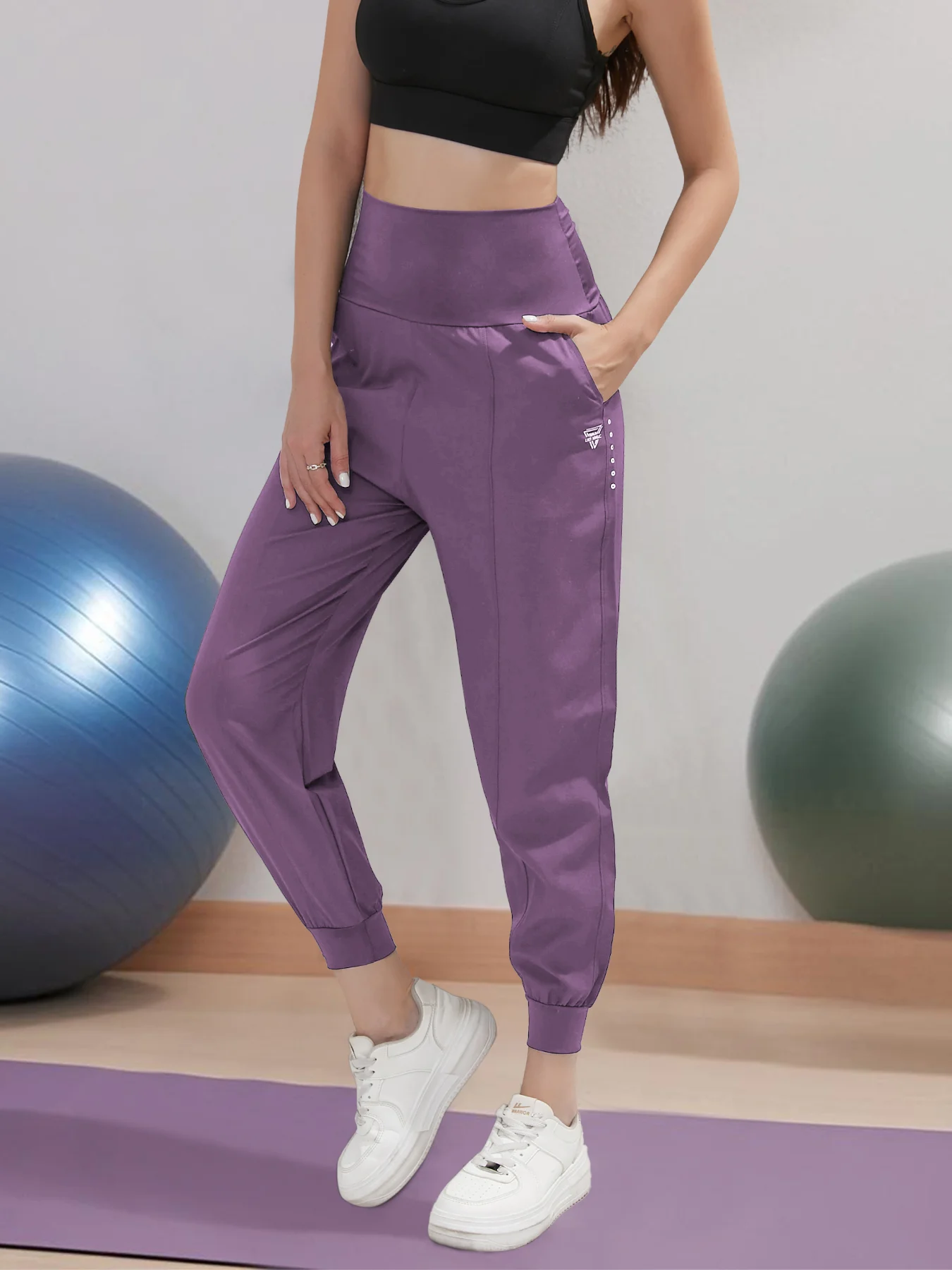 하이웨이스트 여성용 속건 요가 조거 팬츠 - 사계절 편안함, 사선 포켓, 롱 기장 & 스타일리쉬 스포츠