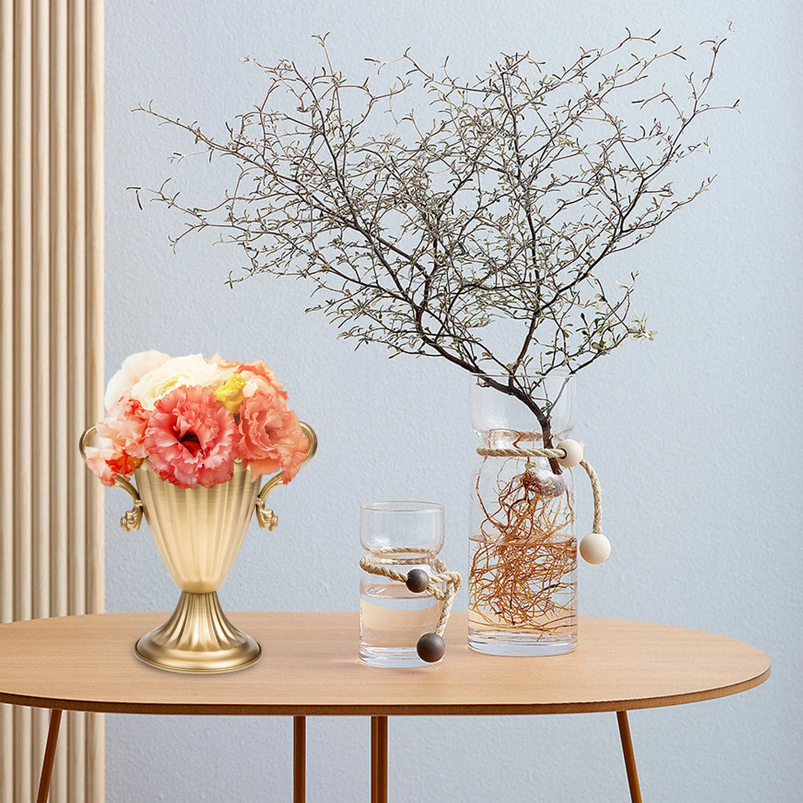 

Golden Iron Flower Pot Retro Decorative Vase For Wedding Party Home Decoration Iron Flower Holder Dried Fresh Flowers